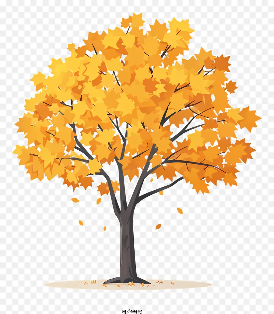 осеннее дерево，Золотые листья PNG