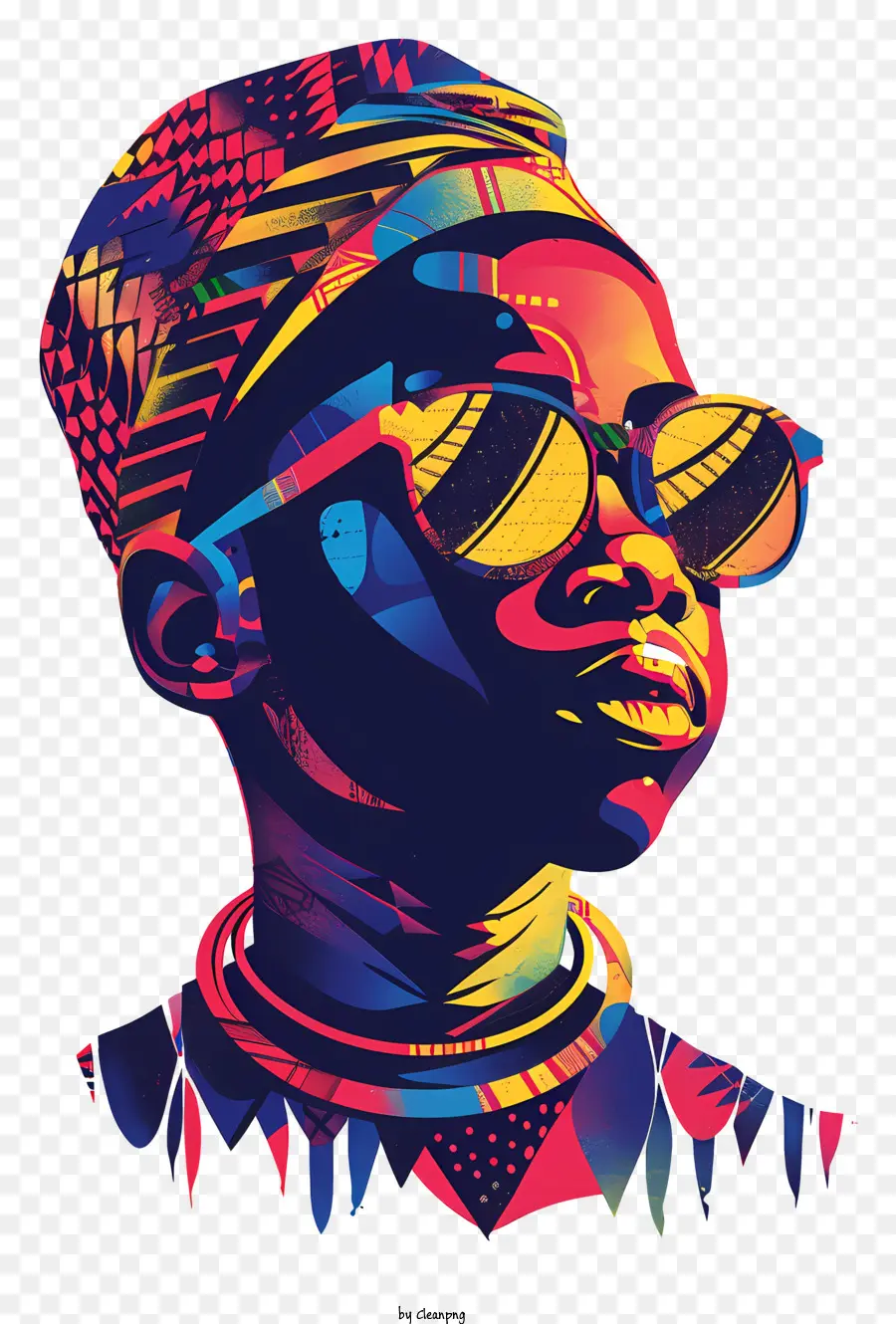 африканский мальчик，Красочные солнцезащитные очки PNG