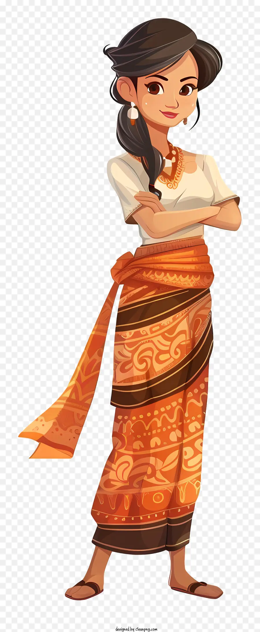 Камбоджийская женщина мультфильм，традиционный наряд PNG