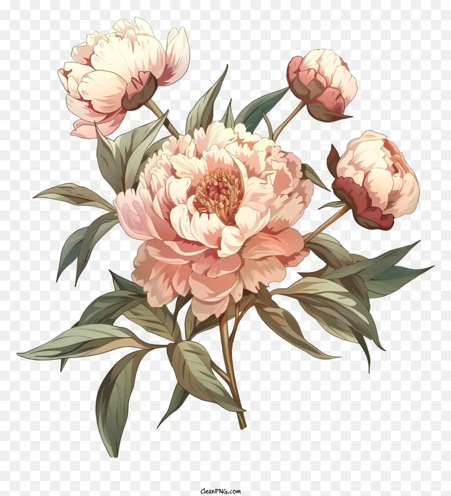 Расположение цветов пиона，Розовые пион цветы PNG