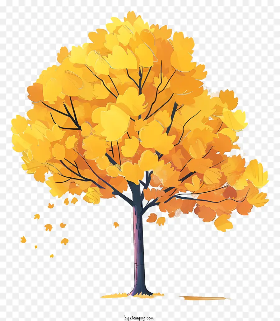 осеннее дерево，желтые листья PNG