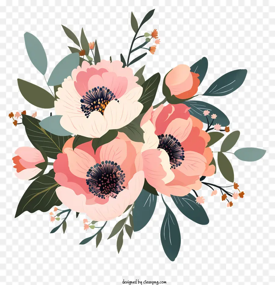 Расположение цветов пиона，Розовые цветы PNG