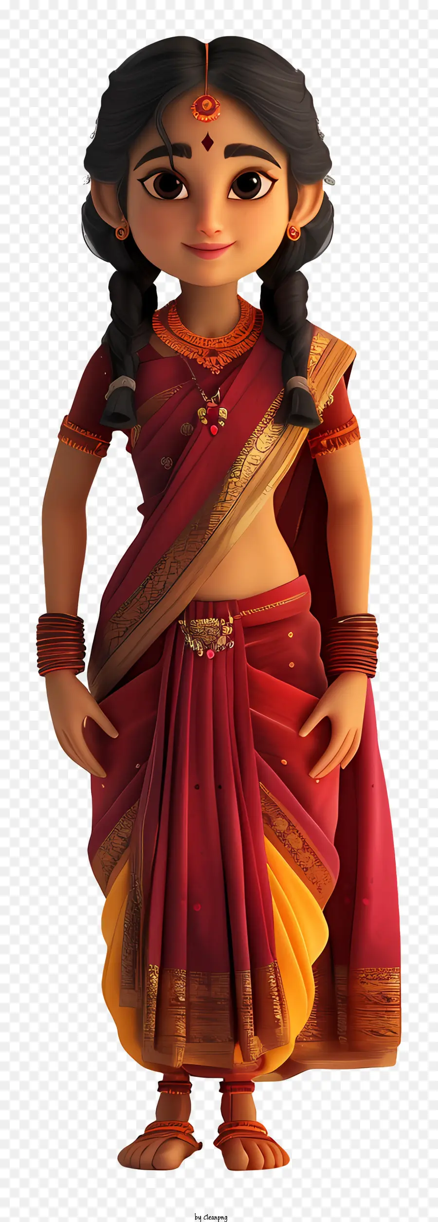 Индийская женщина мультфильм，Традиционная индийская одежда PNG