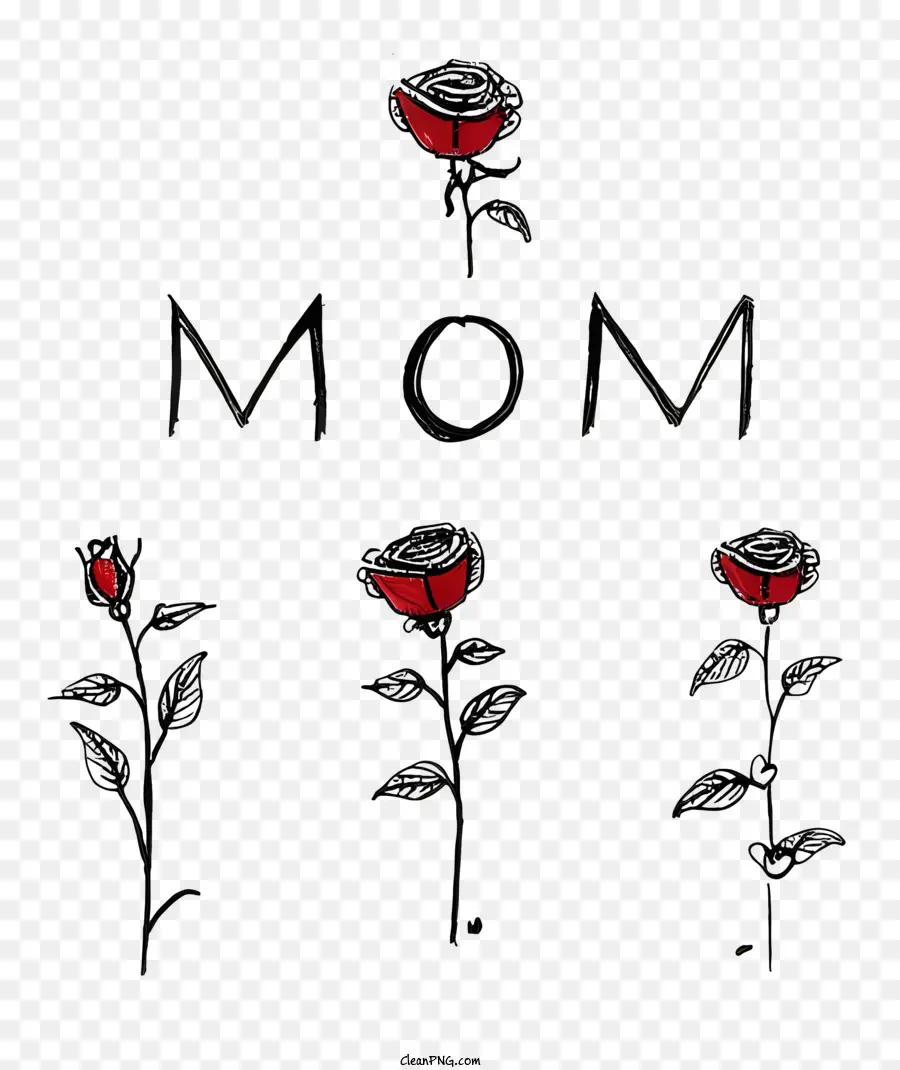 Мама Слово，Красные Розы PNG