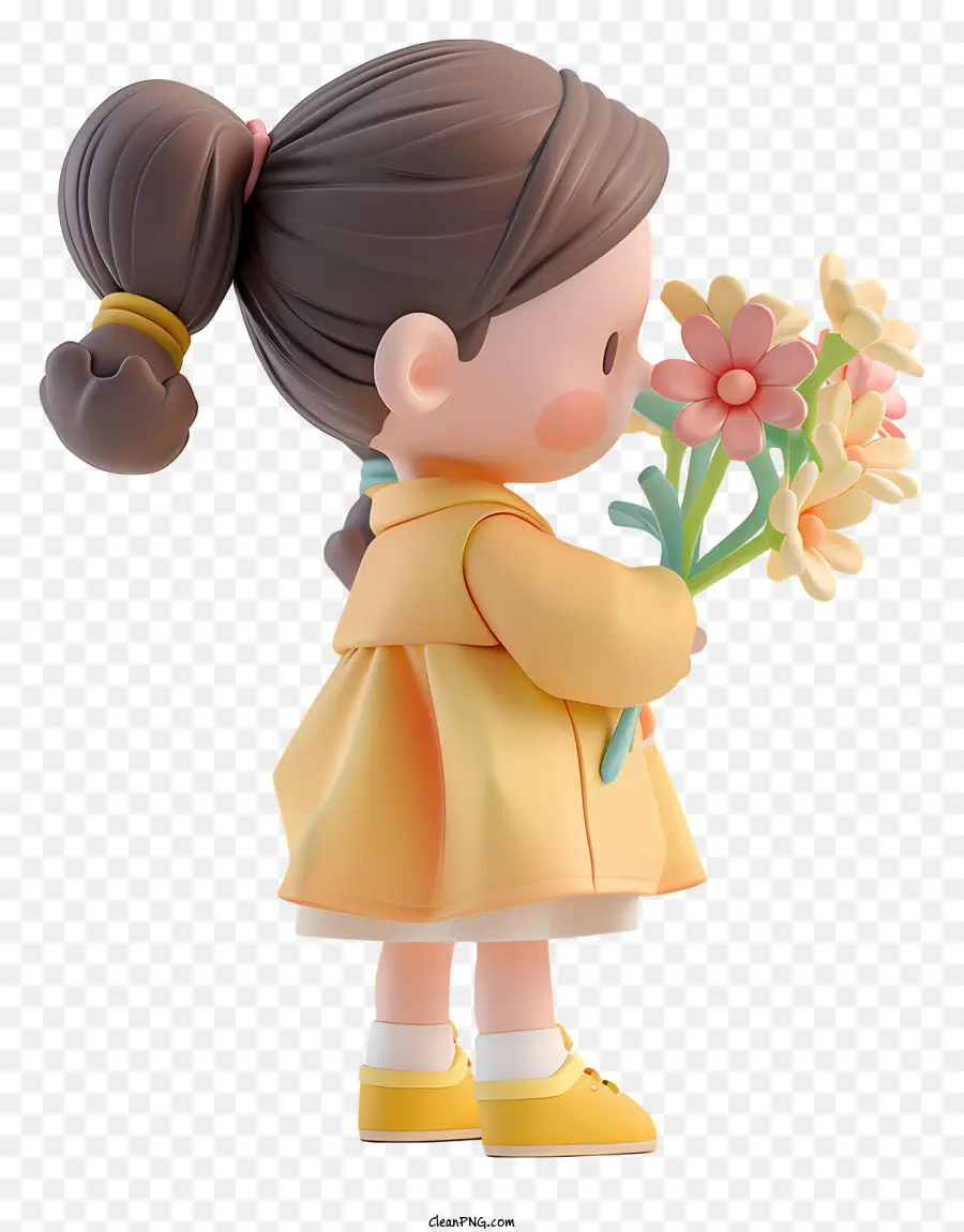 Девушка держит цветы，молодая девушка PNG