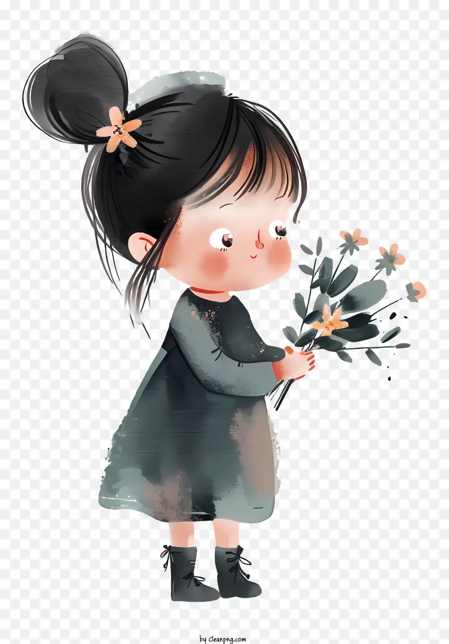 Девушка держит цветы，девушка PNG