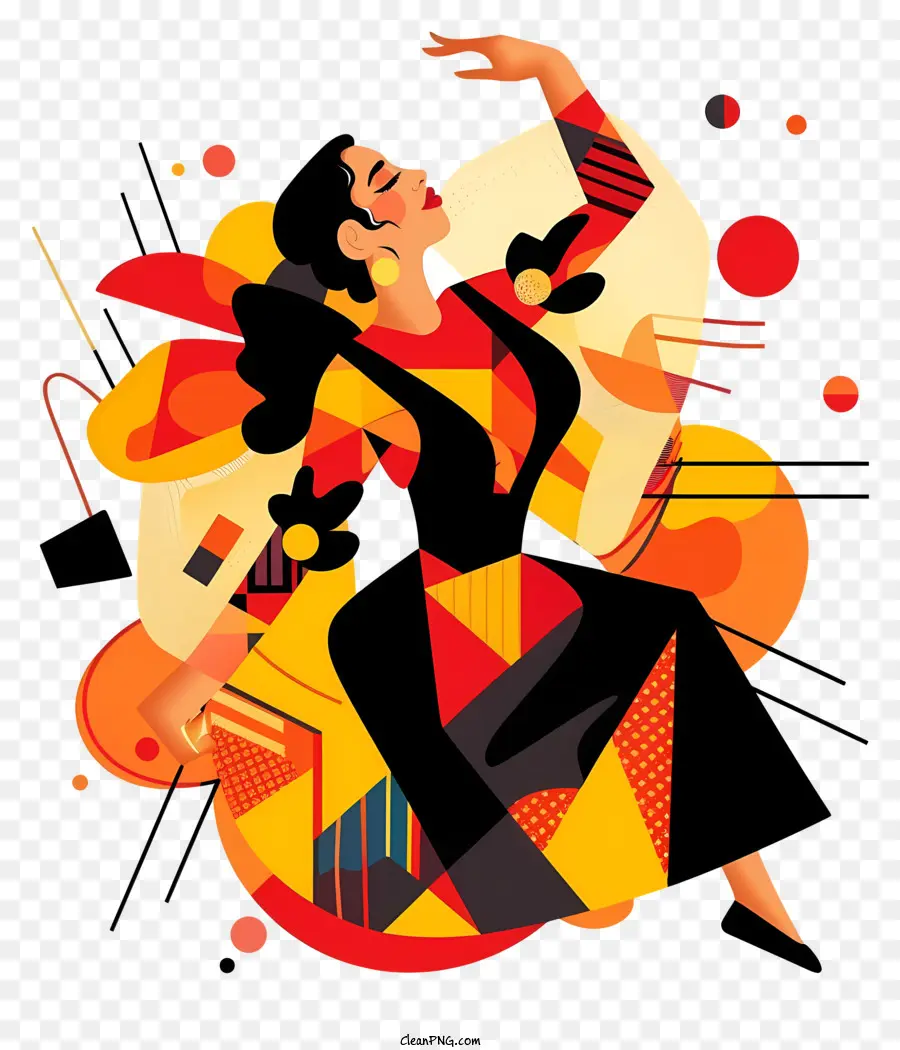 Испания Фламенко танец，геометрический дизайн PNG