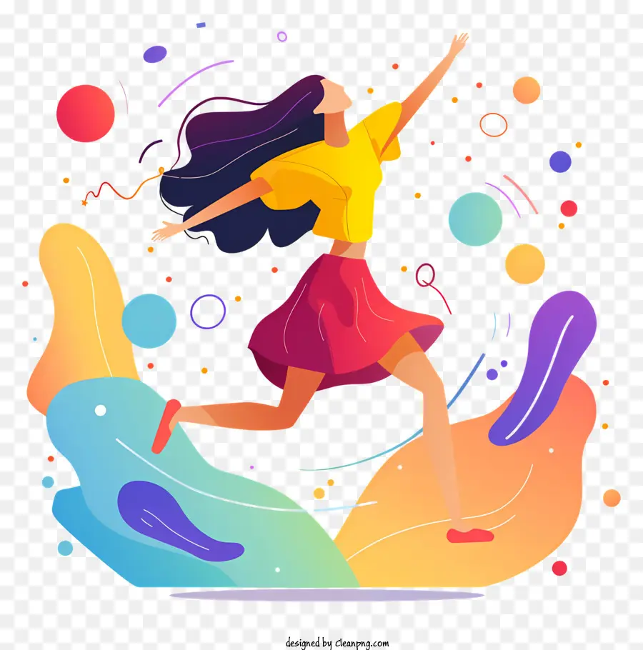 женщина танцует，яркие цвета PNG