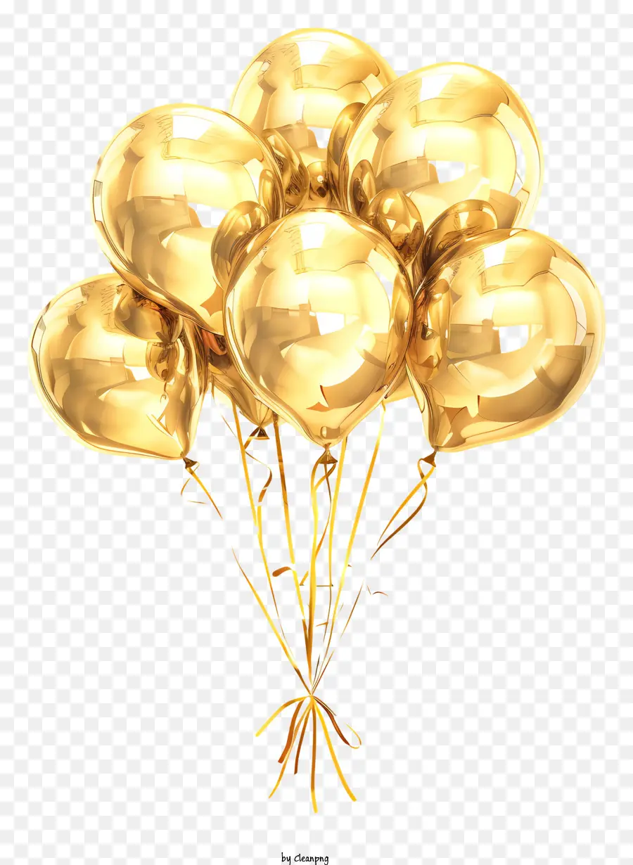Золотые воздушные шары，Золотая фольга PNG