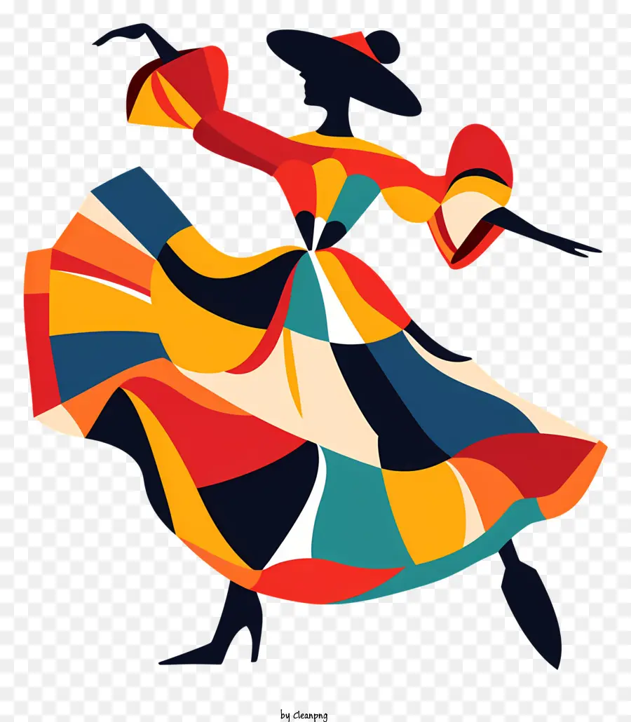 Испания Фламенко танец，красочное платье PNG