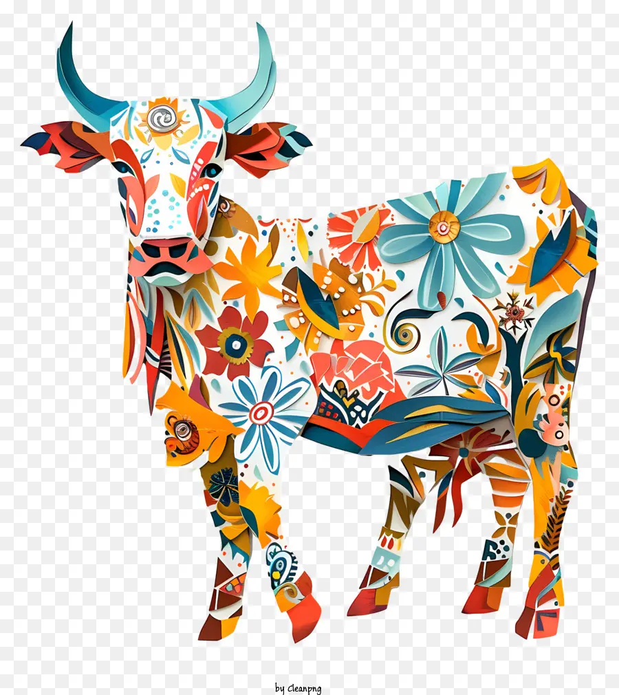 цветочная корова，корова PNG
