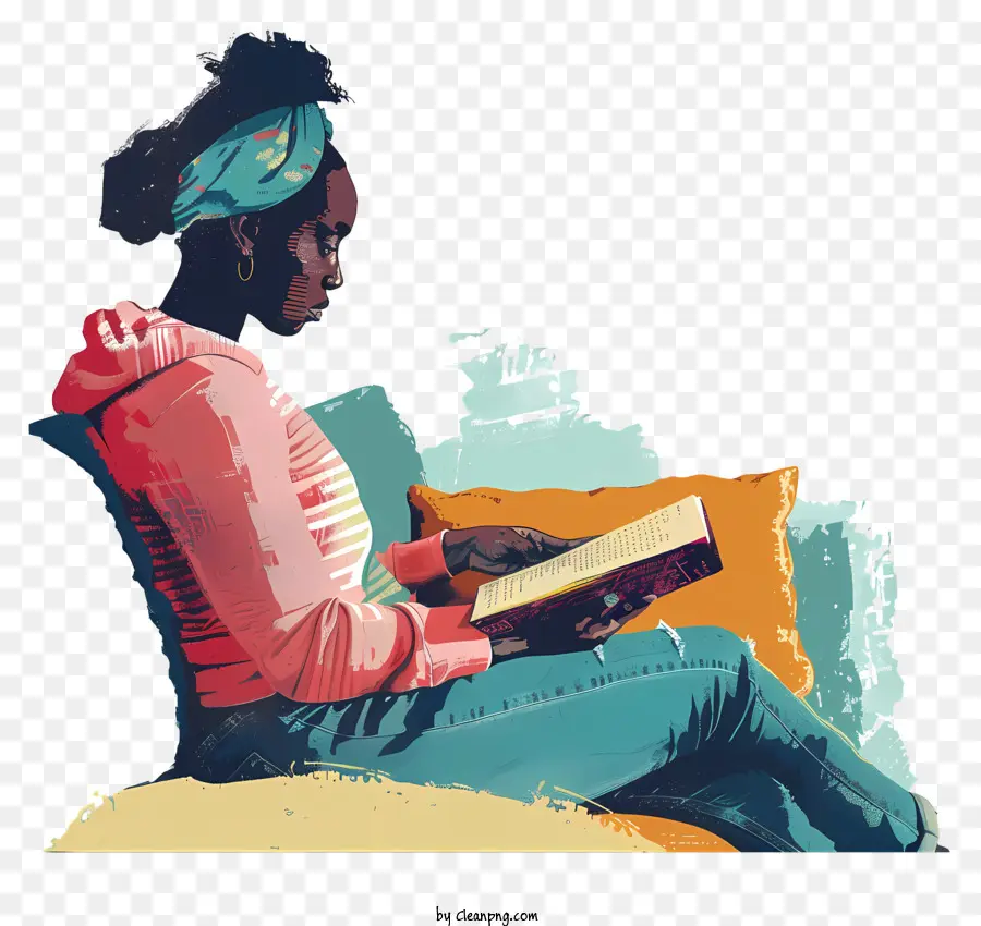 женщина читает，Релаксация PNG
