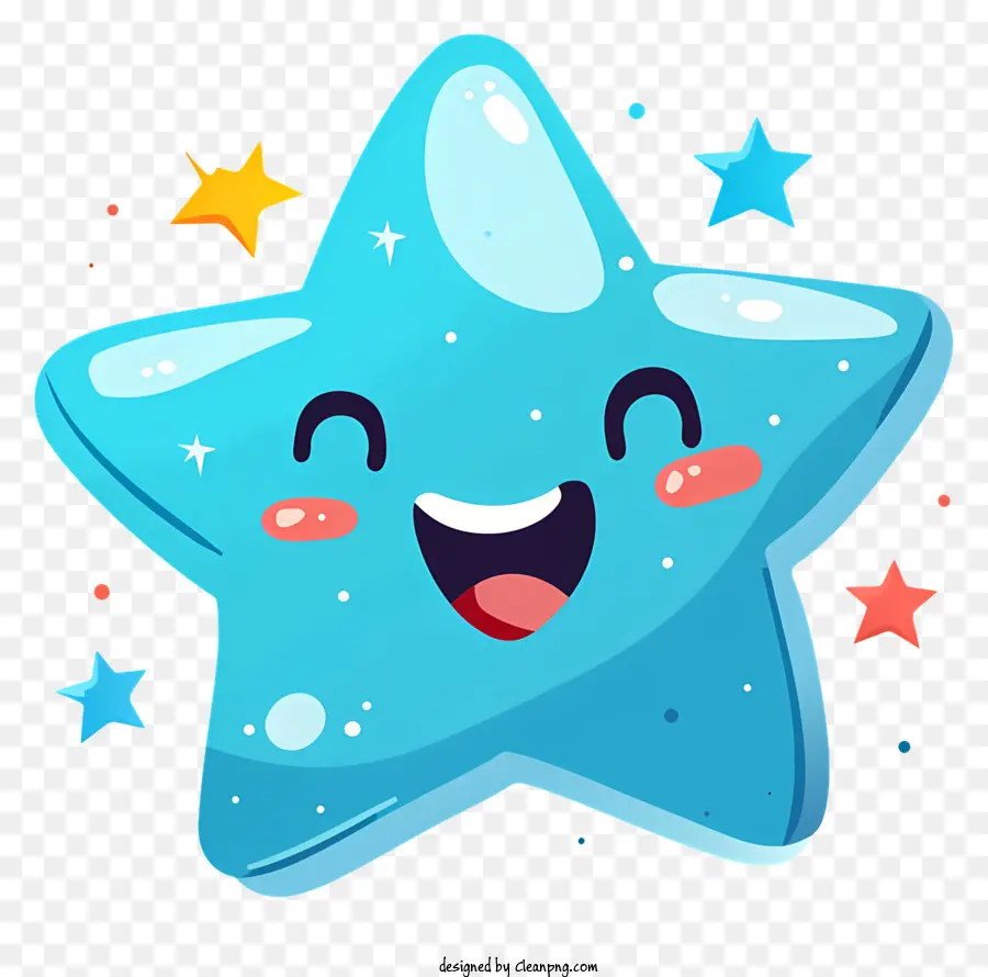 Синяя улыбающаяся звезда，Cartoon Star PNG