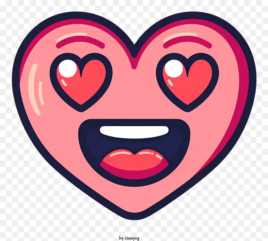 Улыбающееся лицо с Hearteyes，мультфильм сердце PNG
