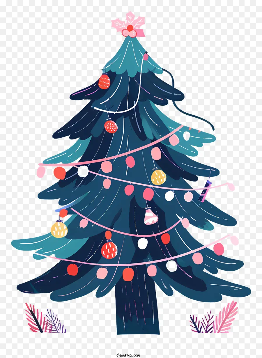 Рождественская елка с гирляндой，Рождественская елка PNG