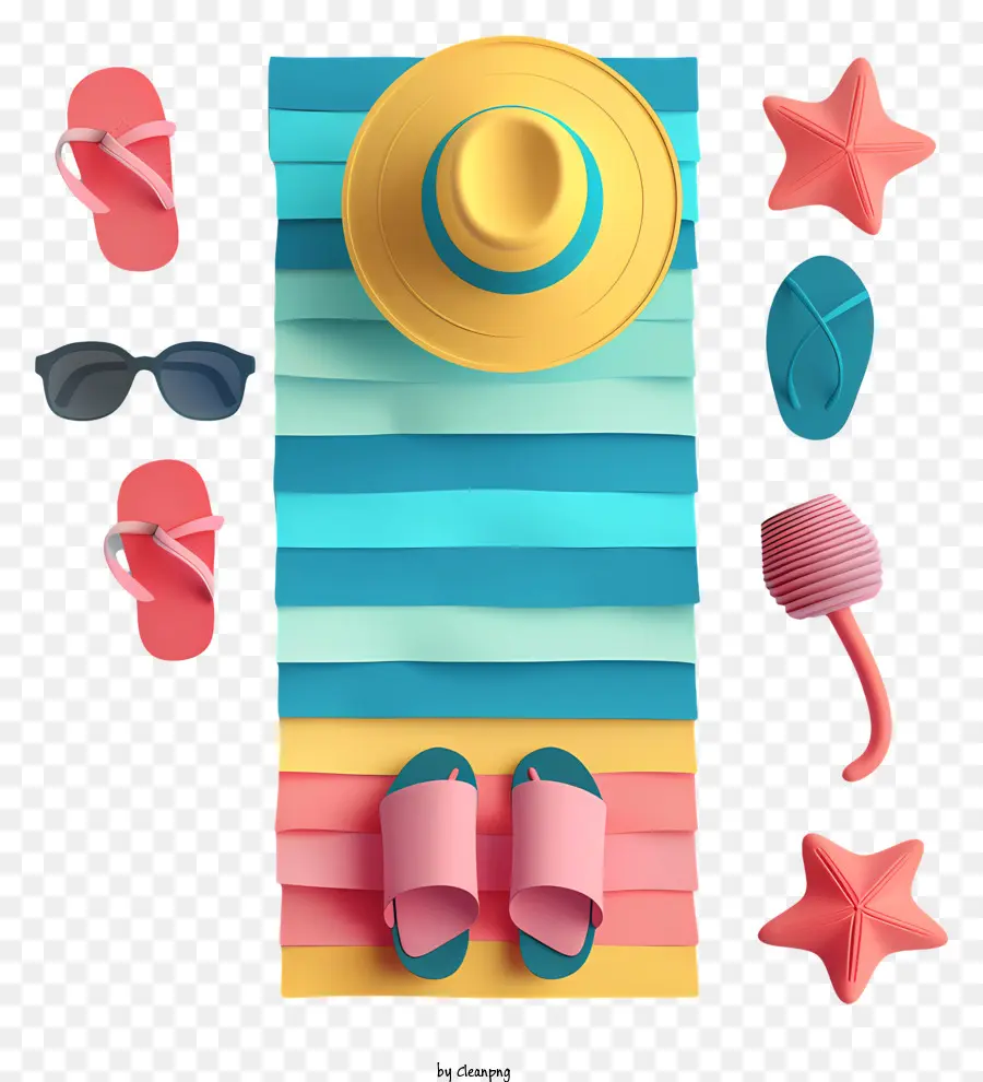 3d пляжное полотенце，Пляжные предметы PNG