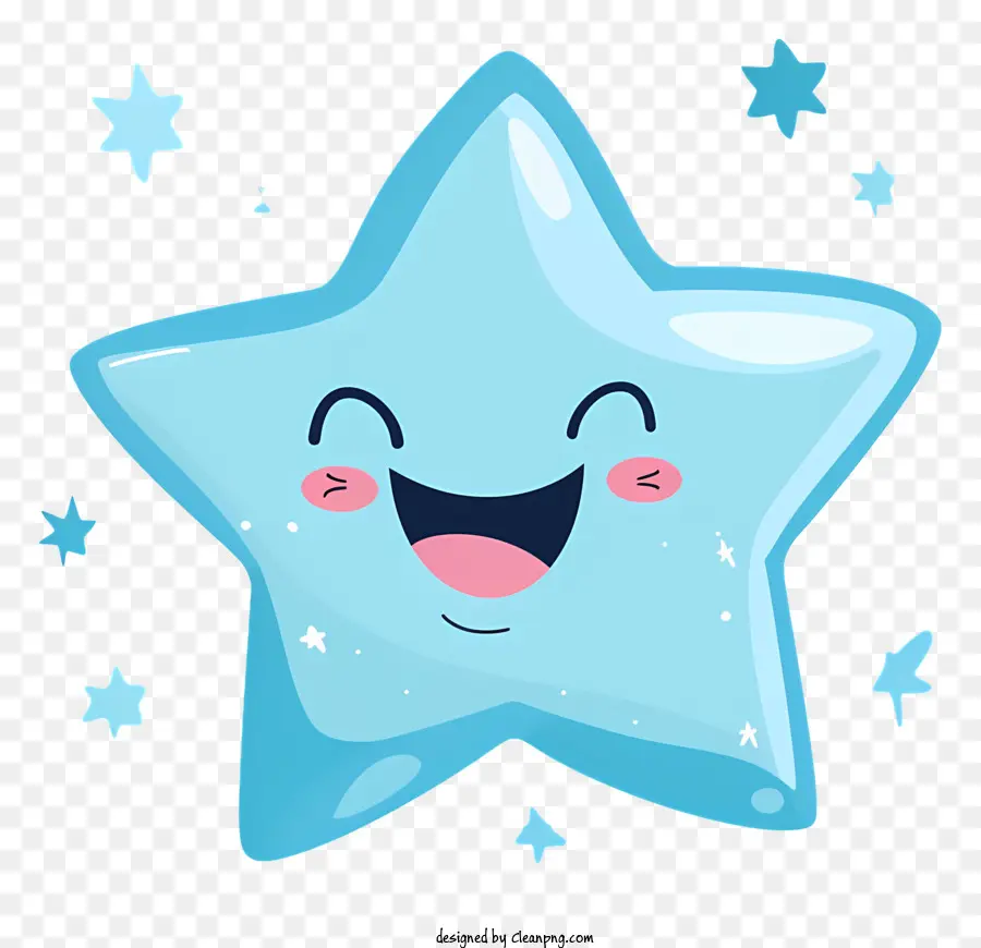 Синяя улыбающаяся звезда，мультфильм PNG