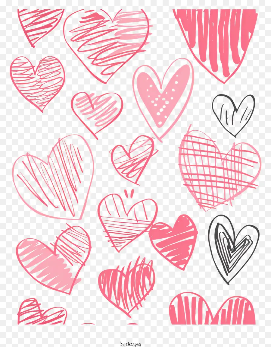 Doodle Hearts，Сердца PNG