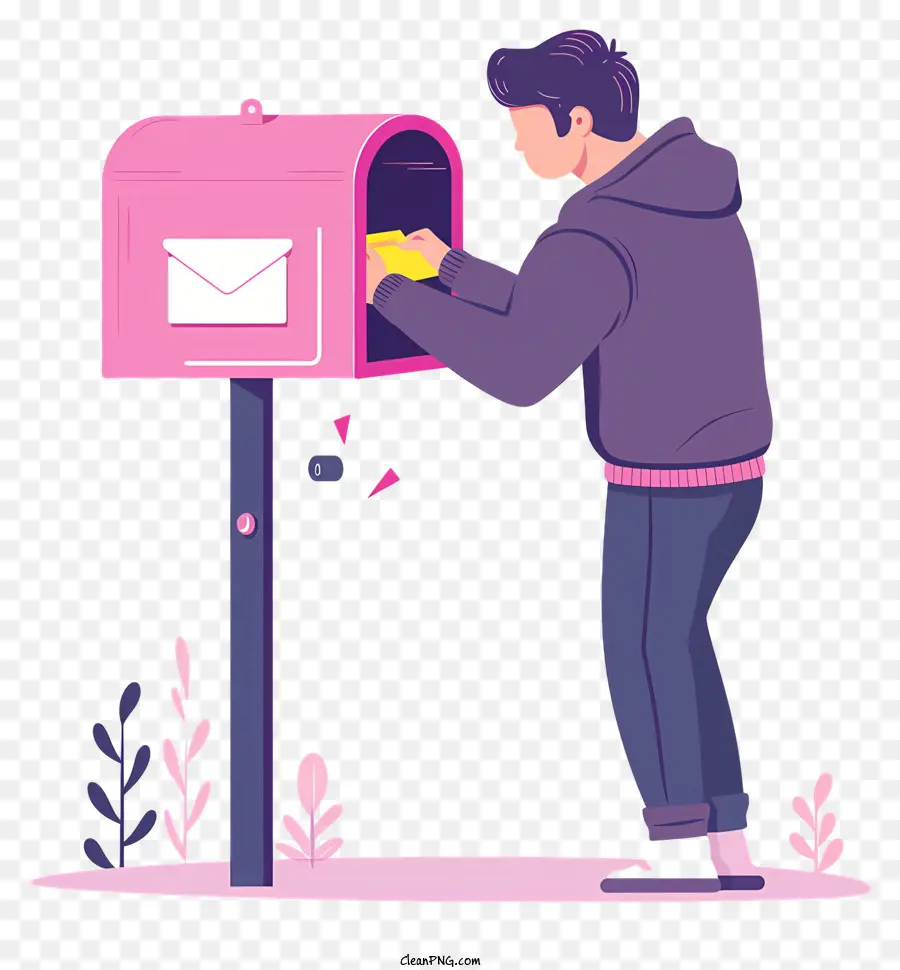 Человек открывает почтовый ящик，почтовый ящик PNG