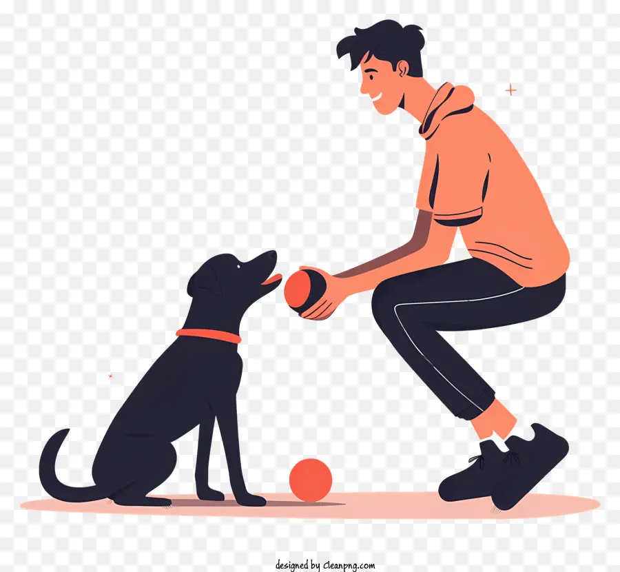 Человек играет с собакой，человек PNG