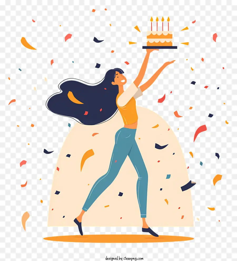 Женщина празднует день рождения，День рождения Торт PNG