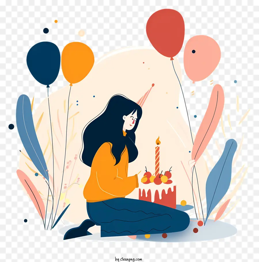 Девушка с тортом ко дню рождения，Женщина PNG