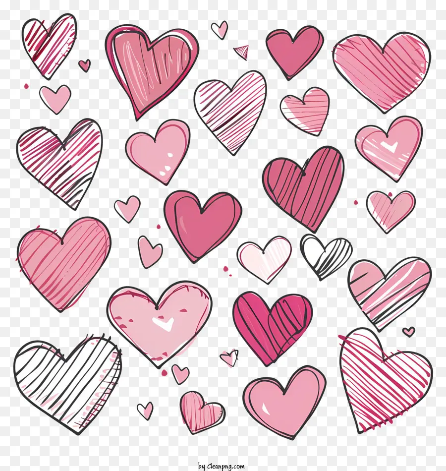 Doodle Hearts，Сердечные формы PNG