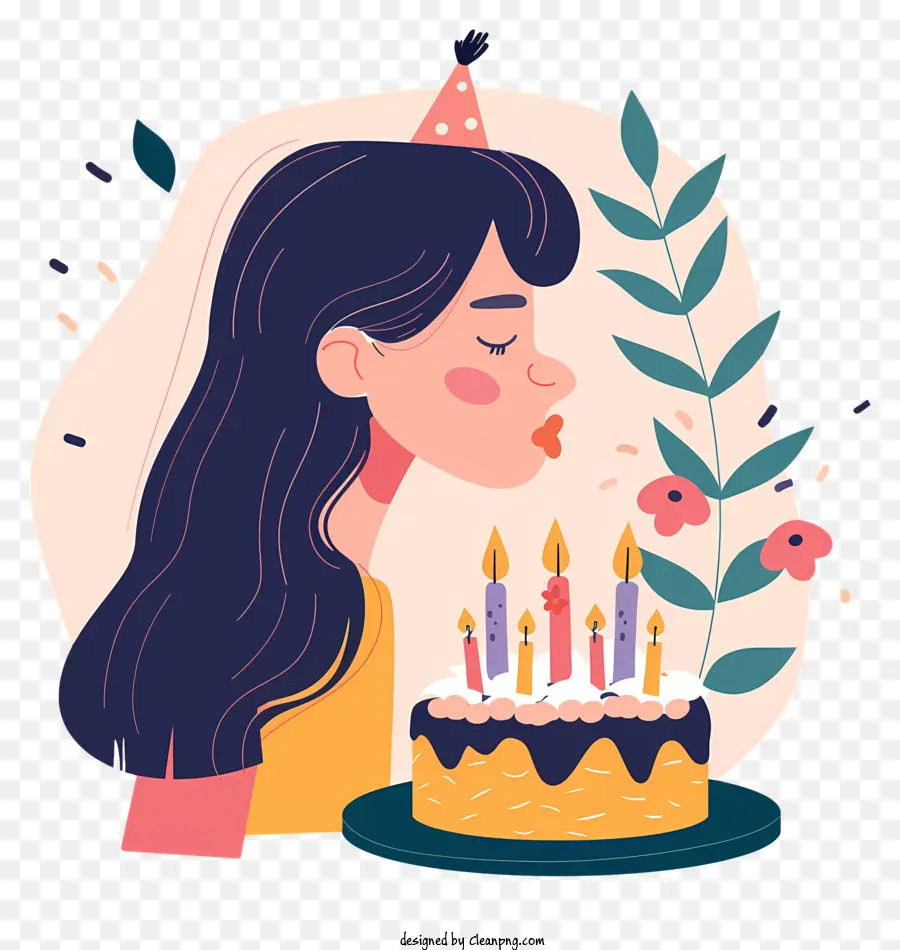 Девушка с тортом ко дню рождения，День рождения PNG