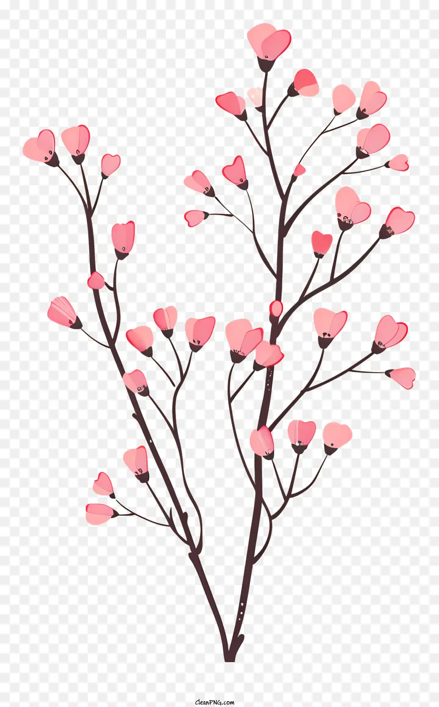 веточка с розовыми цветами，Дерево PNG