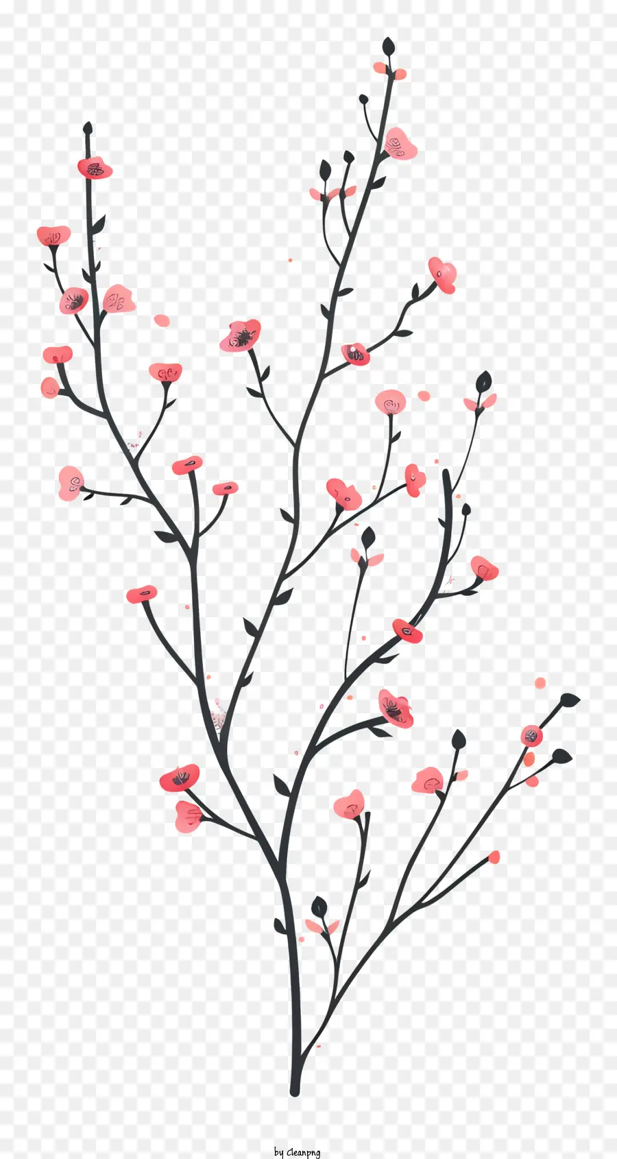 веточка с розовыми цветами，Розовые цветы PNG