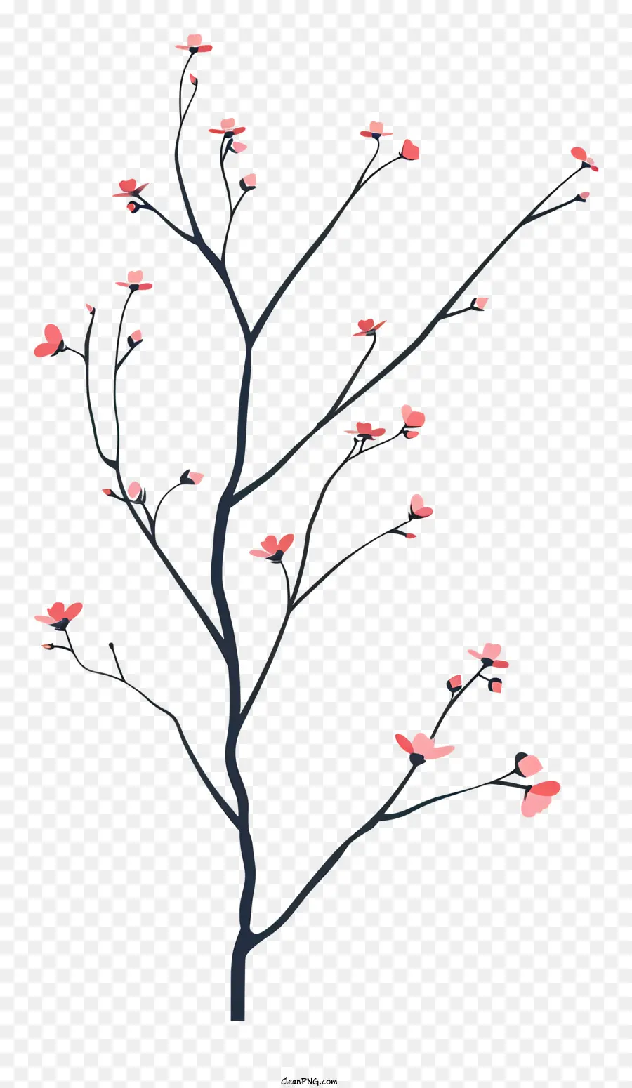 веточка с розовыми цветами，Розовое цветочное дерево PNG