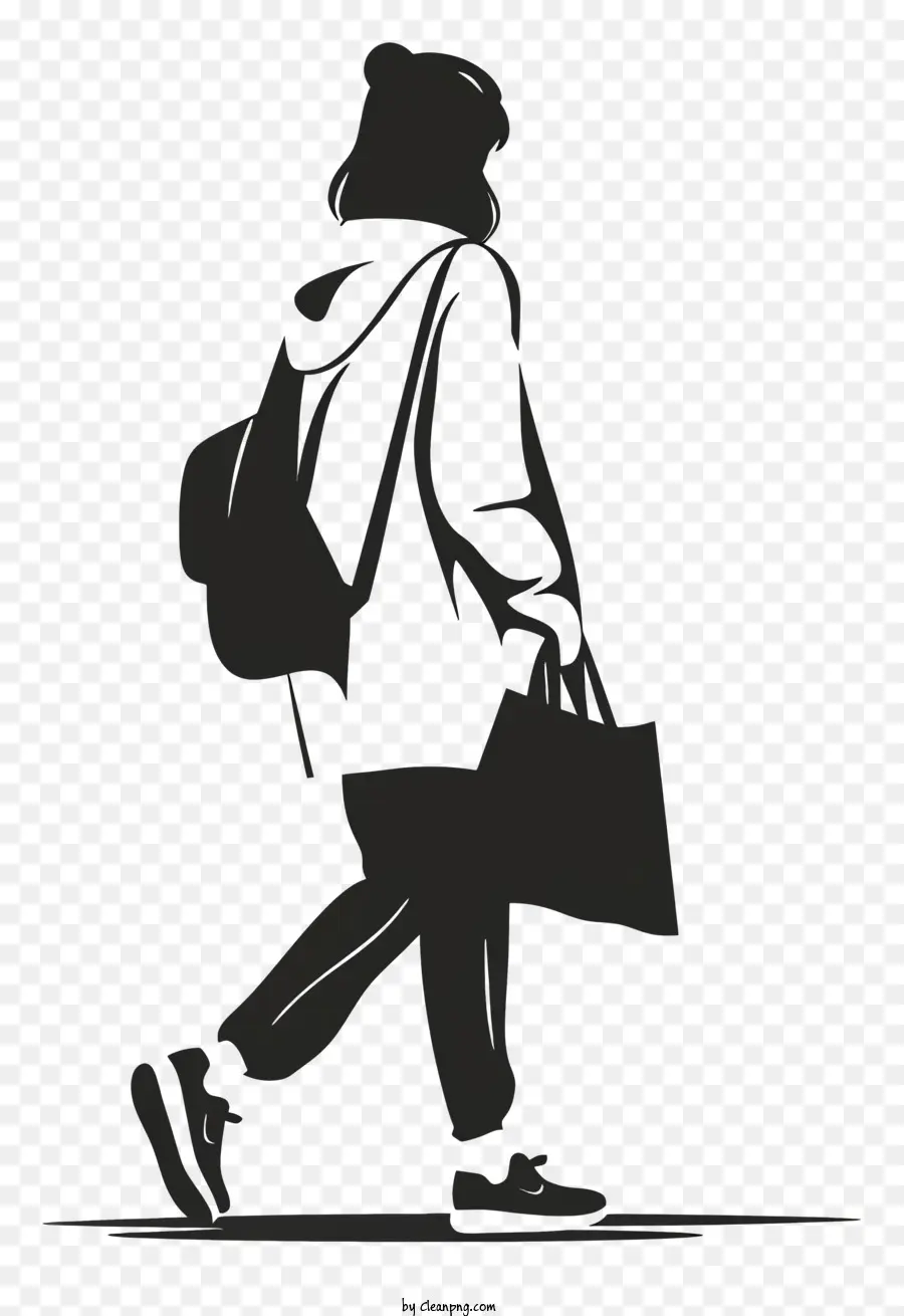Женщина ходящая с сумкой，силуэт PNG