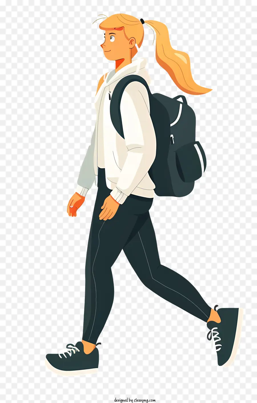 Девушка ходит с рюкзаком，персонажа из мультфильма PNG