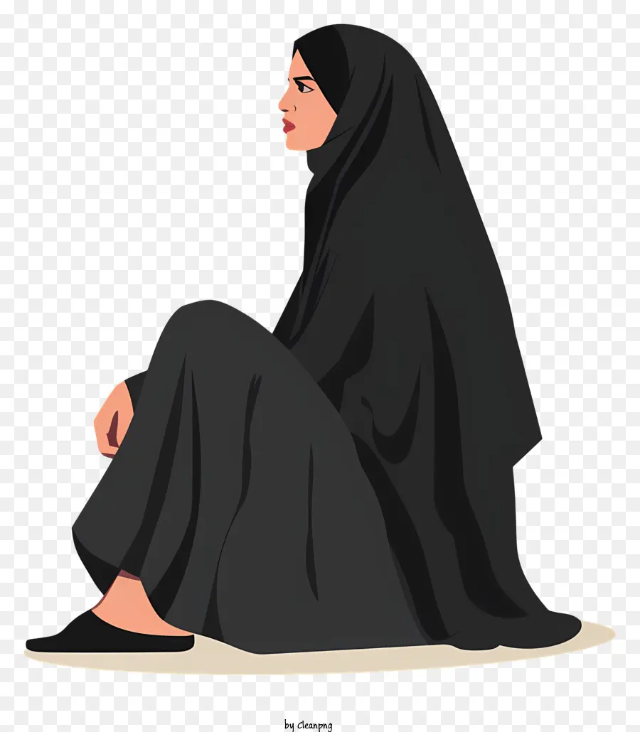 Женщина в хиджабе сидит，Традиционная арабская одежда PNG