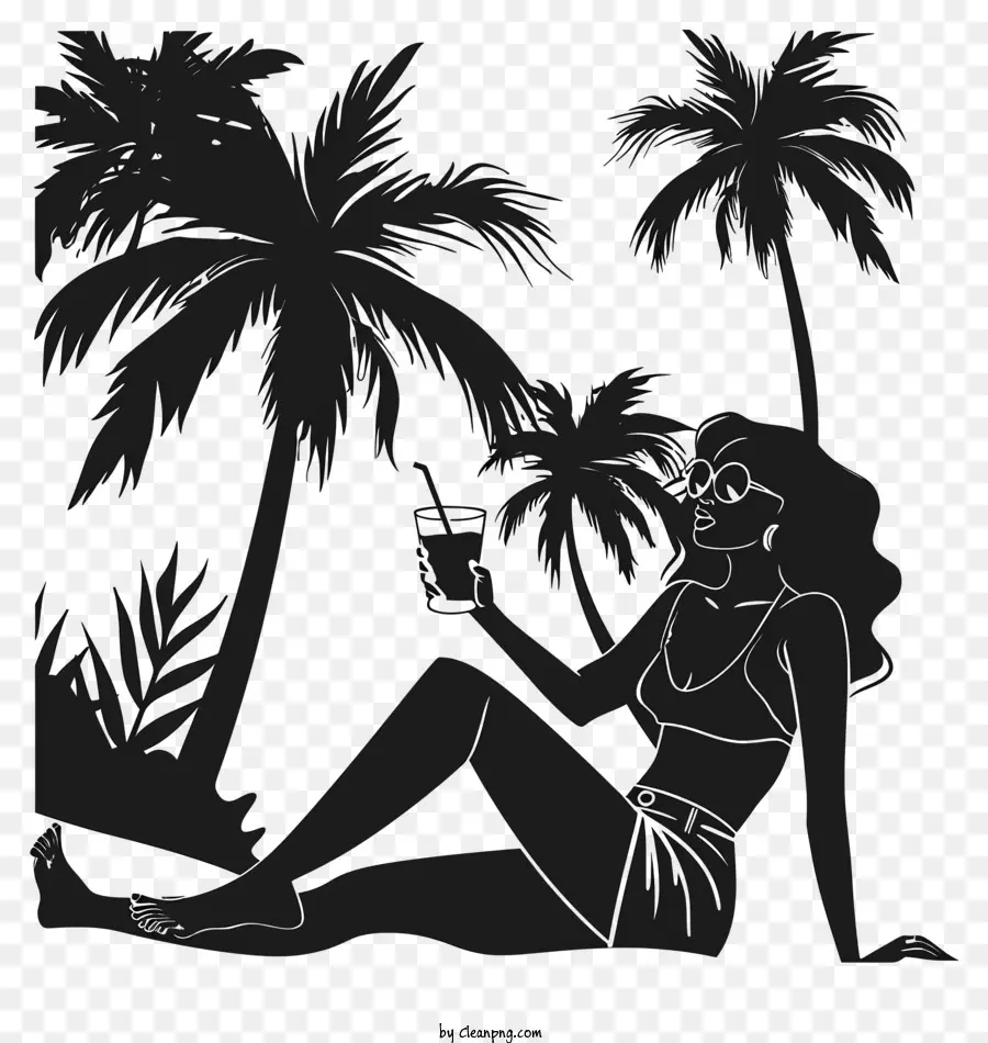 женщина расслабляется，пляж PNG