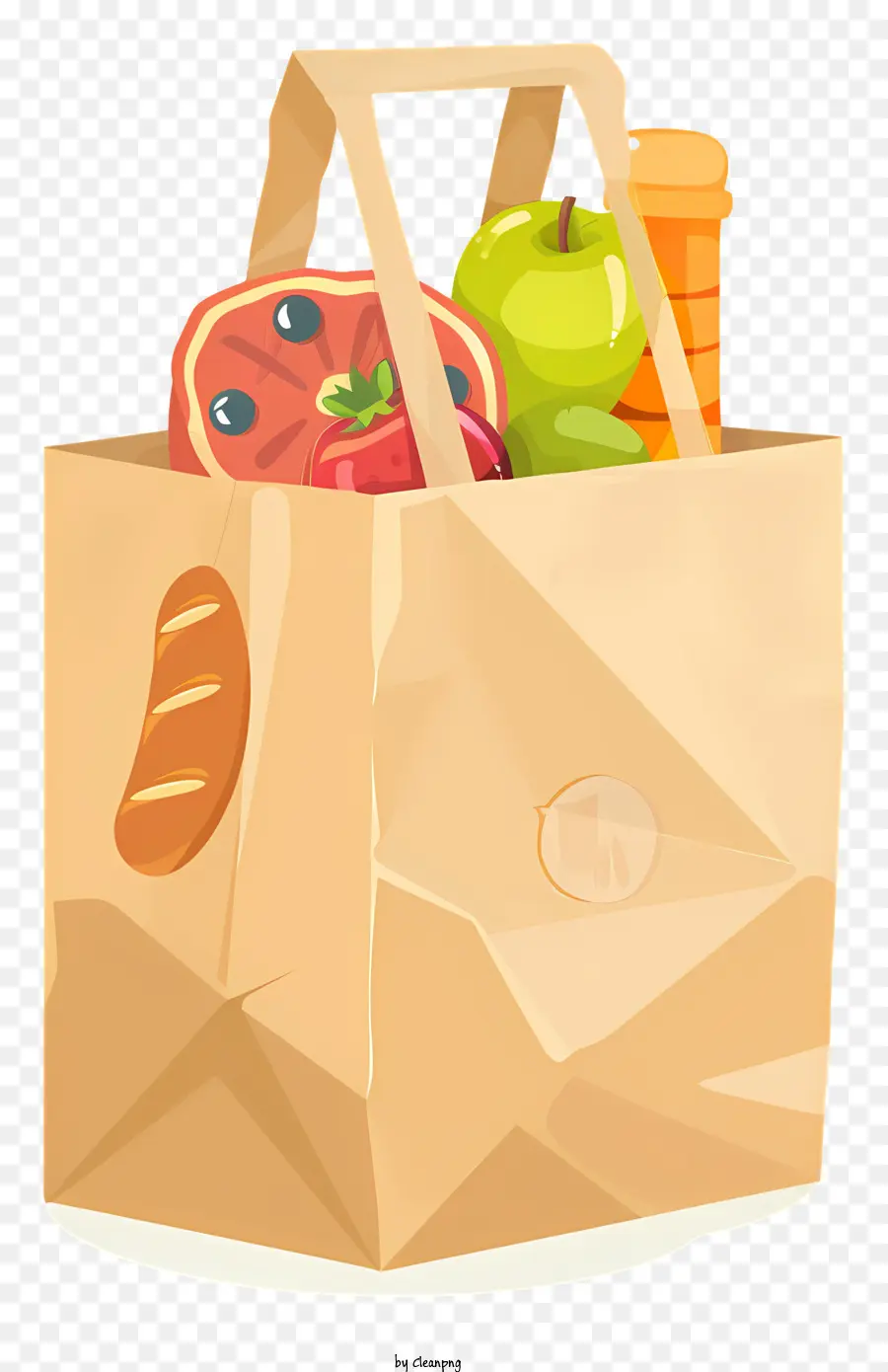 бумажный пакет с едой，фрукты и овощи PNG