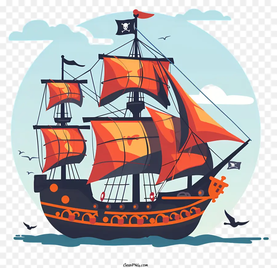 Корабль，пиратский корабль PNG