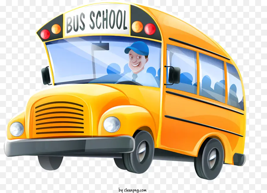 Школьный автобус，желтый PNG