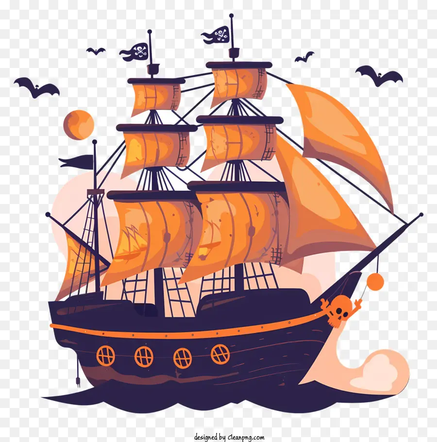 Корабль，пиратский корабль PNG