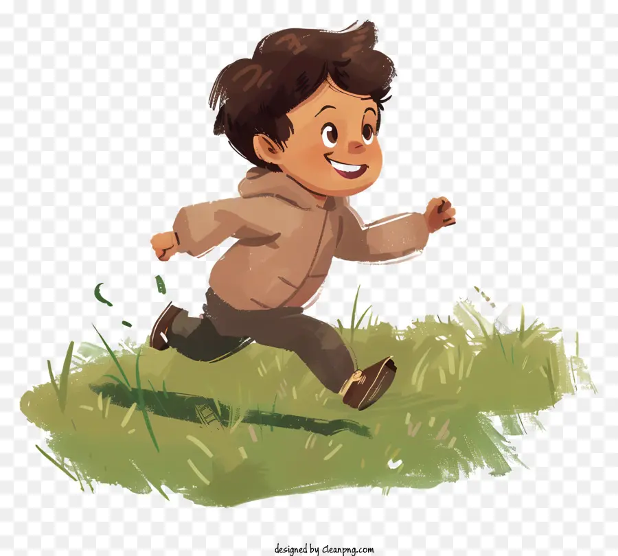 Маленький мальчик бежит，мультфильм PNG