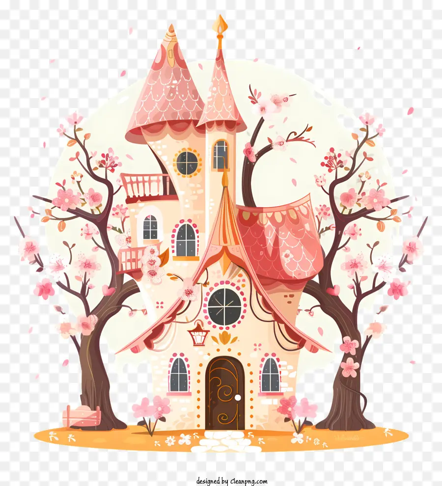 фантазии дом，Розовый замок PNG