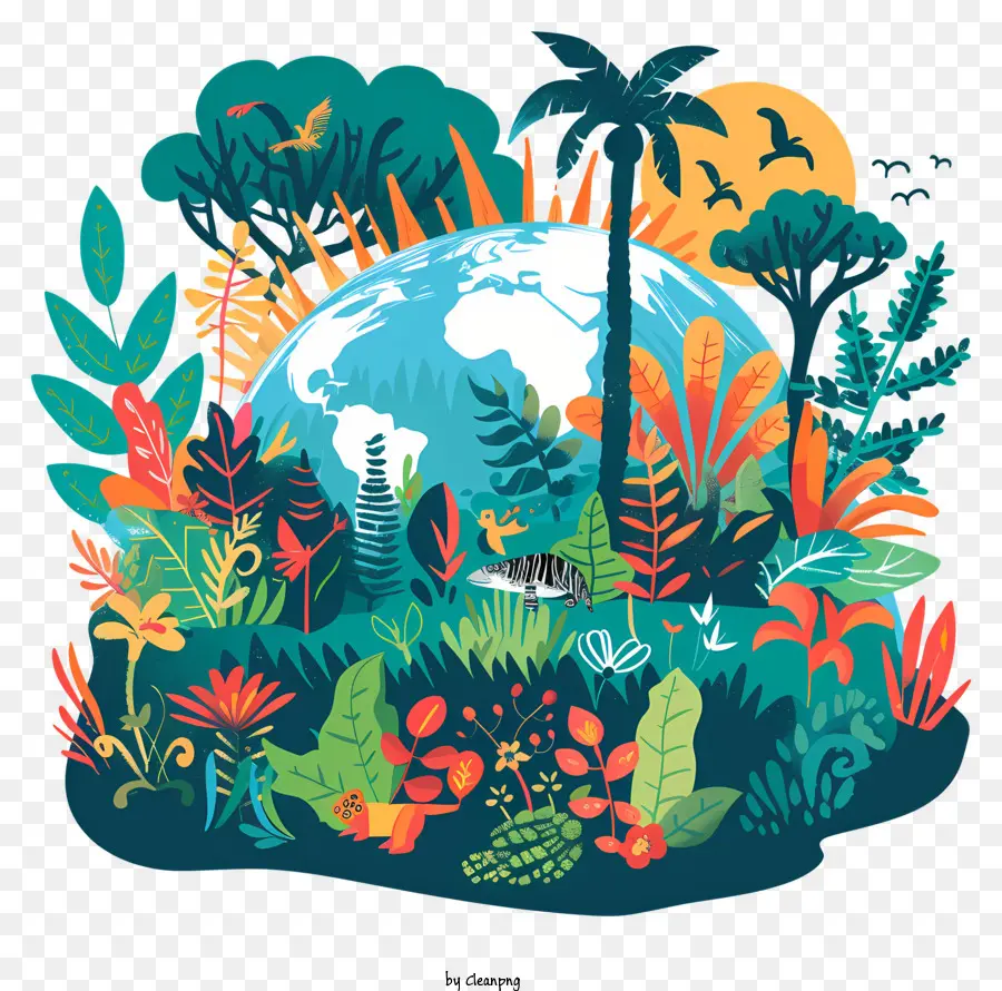 День Земли，сцены в джунглях PNG