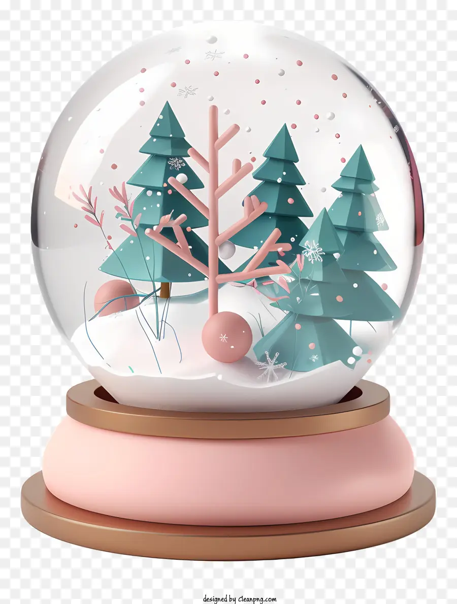 снежный шар，Розовый снежный шар PNG