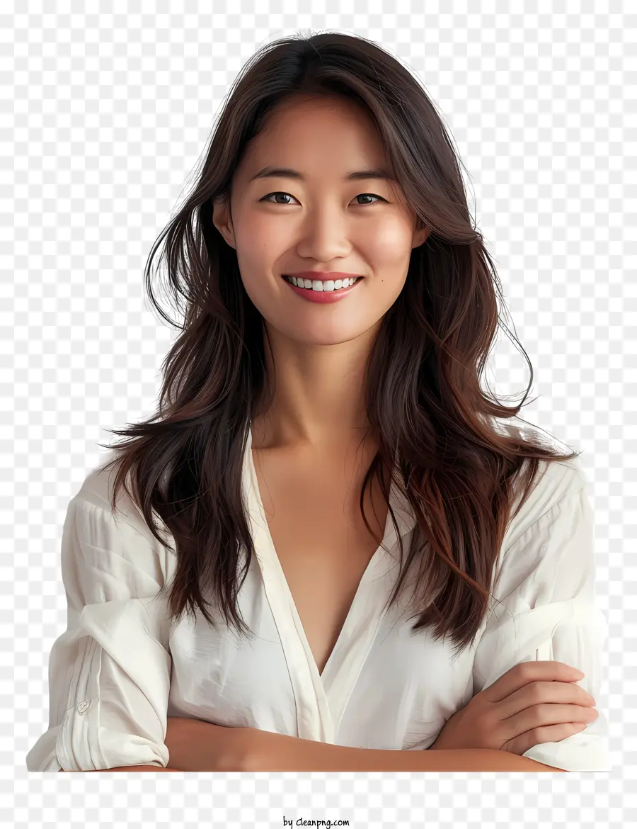 Азиатская женщина улыбается，портрет PNG