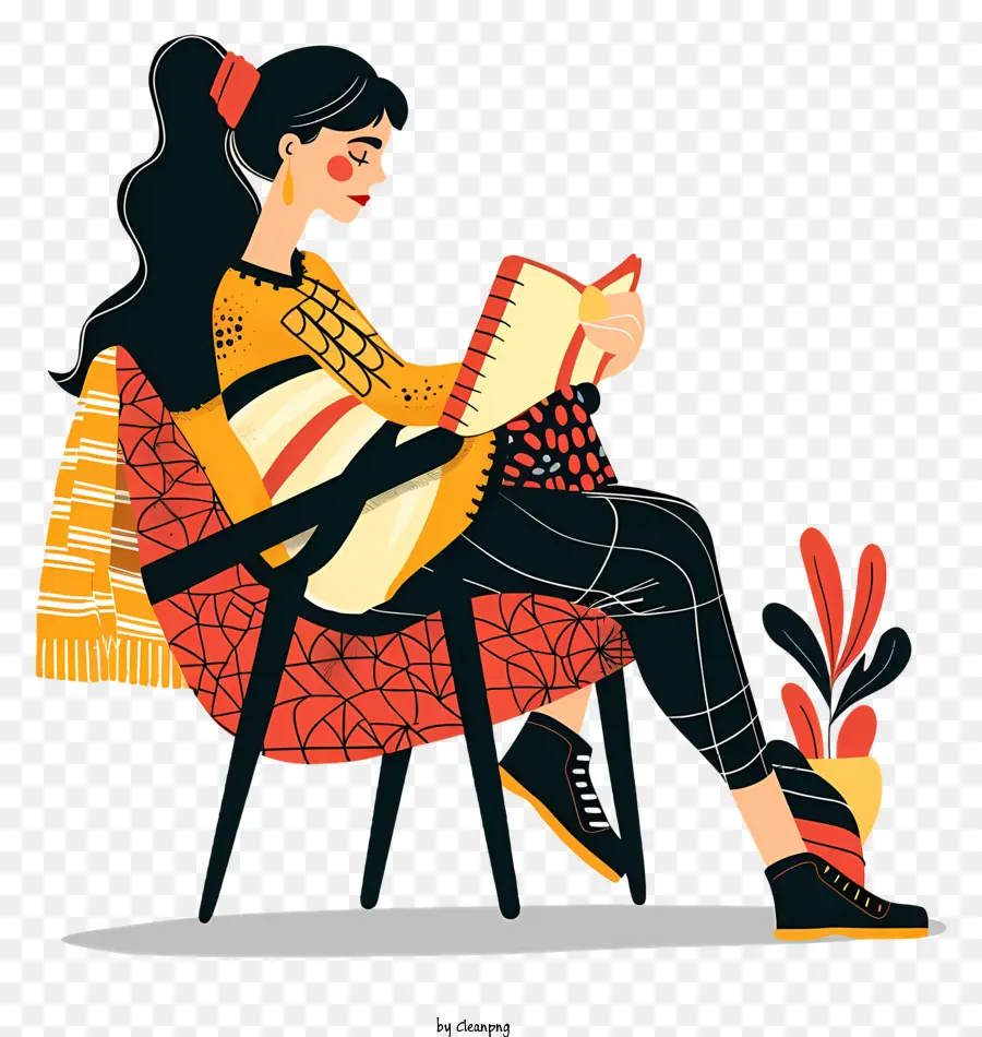 женщина читает，Чтение PNG