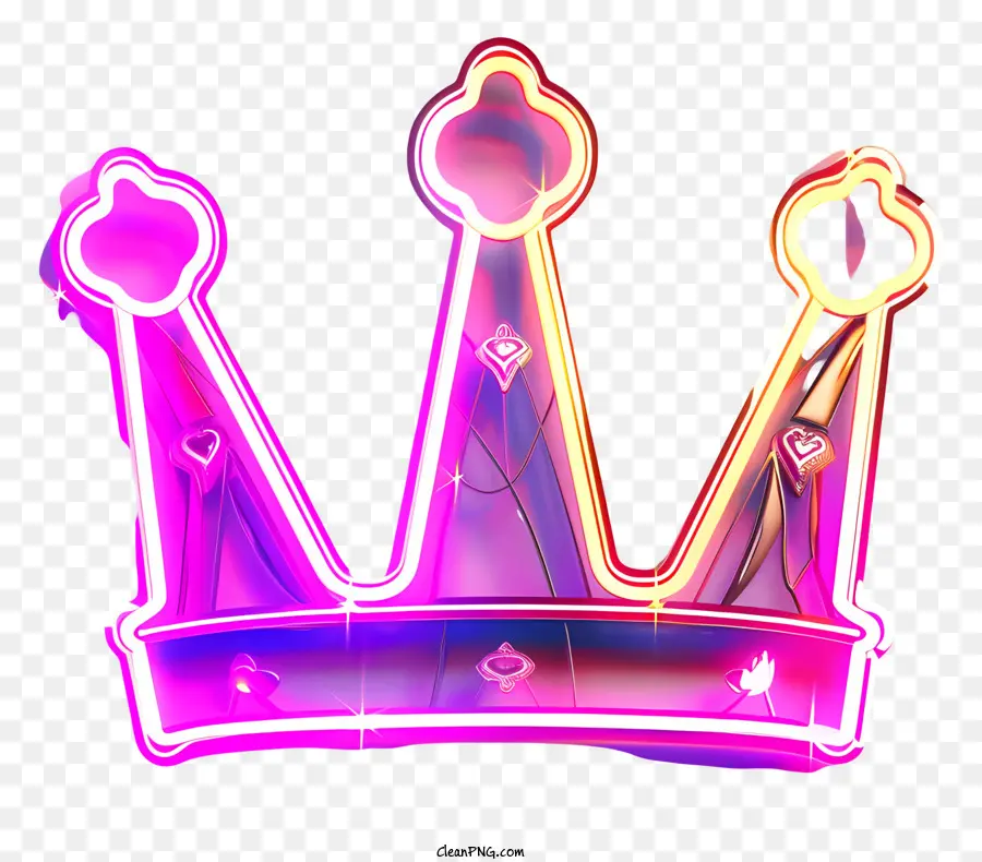неоновая корона，розовая и фиолетовая корона PNG