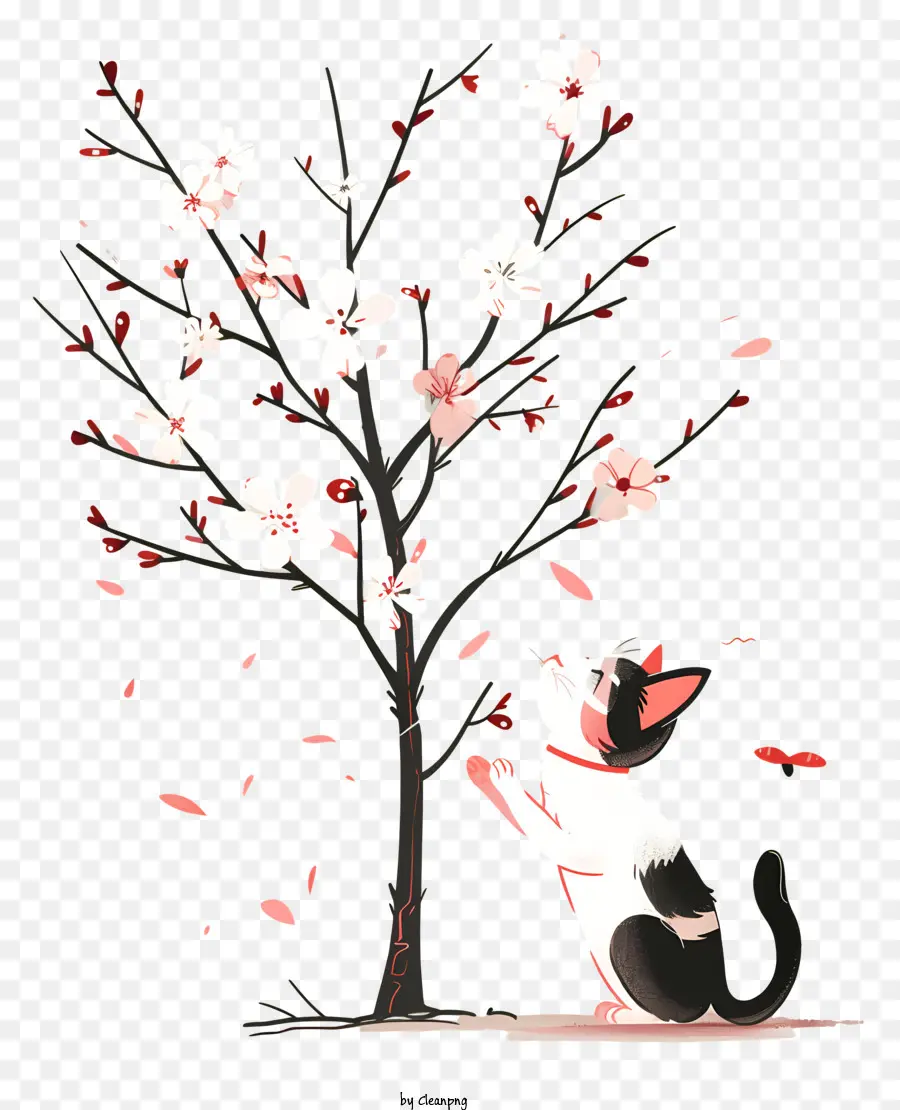 милая кошка под деревом，кошка PNG