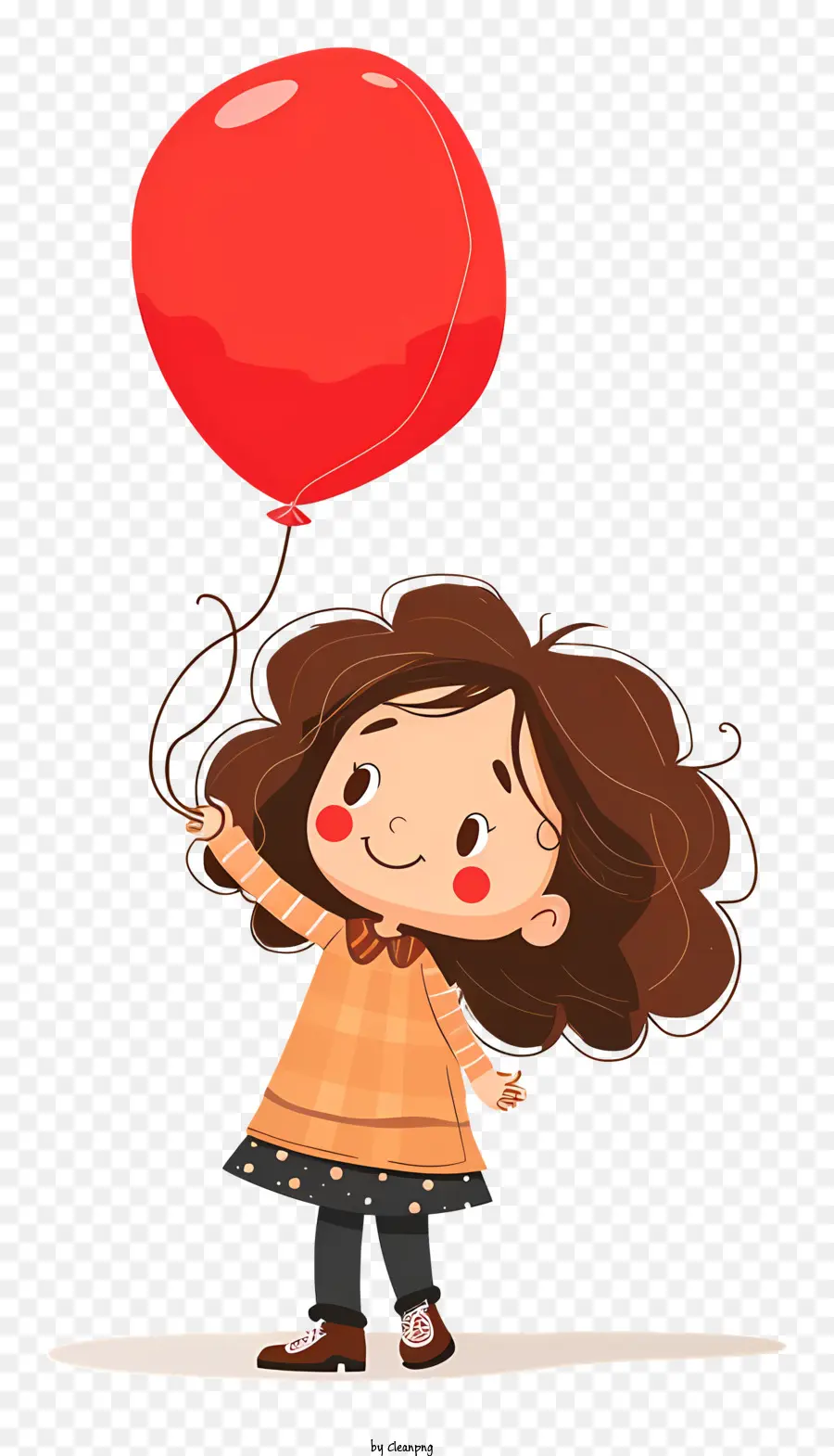 Девушка держит воздушный шар，мультфильм PNG