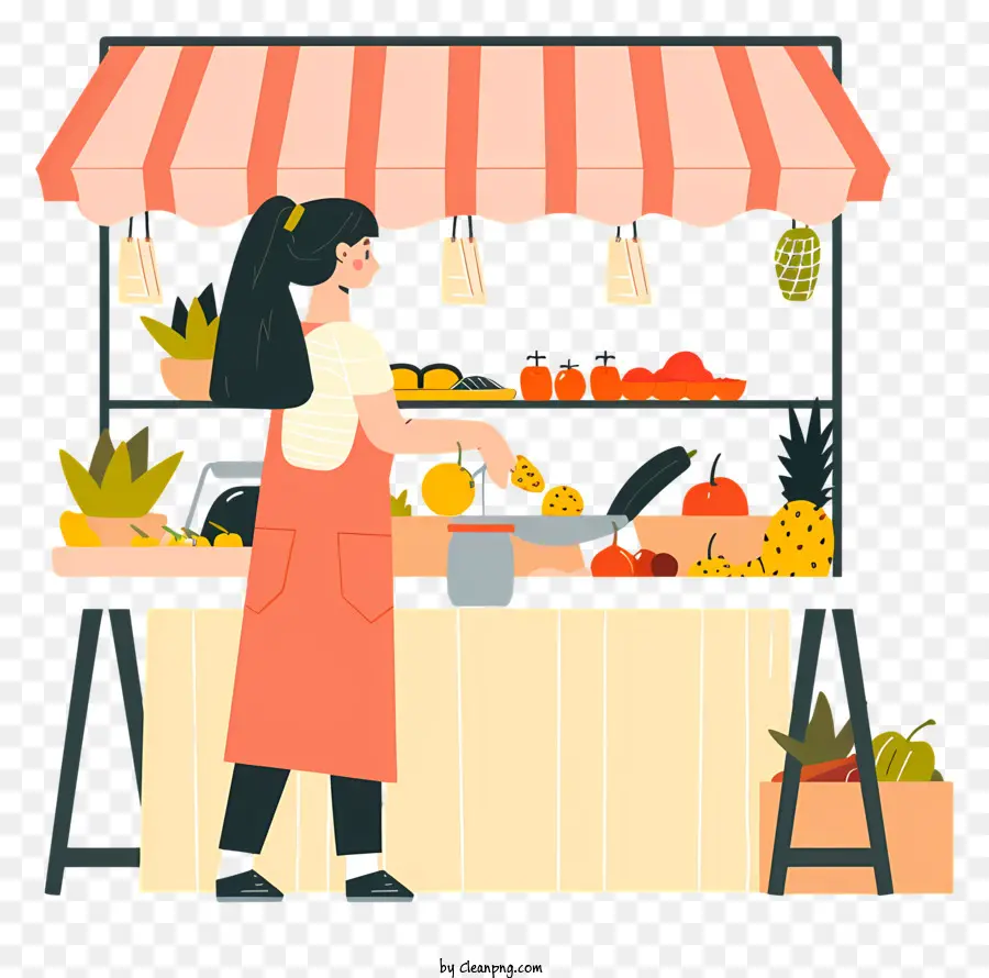 женщина покупает еду，Фрукты стоят PNG