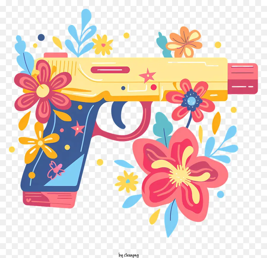 водяной пистолет，Дизайн цветочного оружия PNG